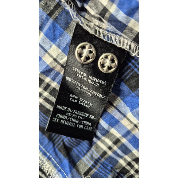 Affliction Black Premium Shirt Mens L Blue button embroidered Logo Y2K Grunge - Picture 3 of 12